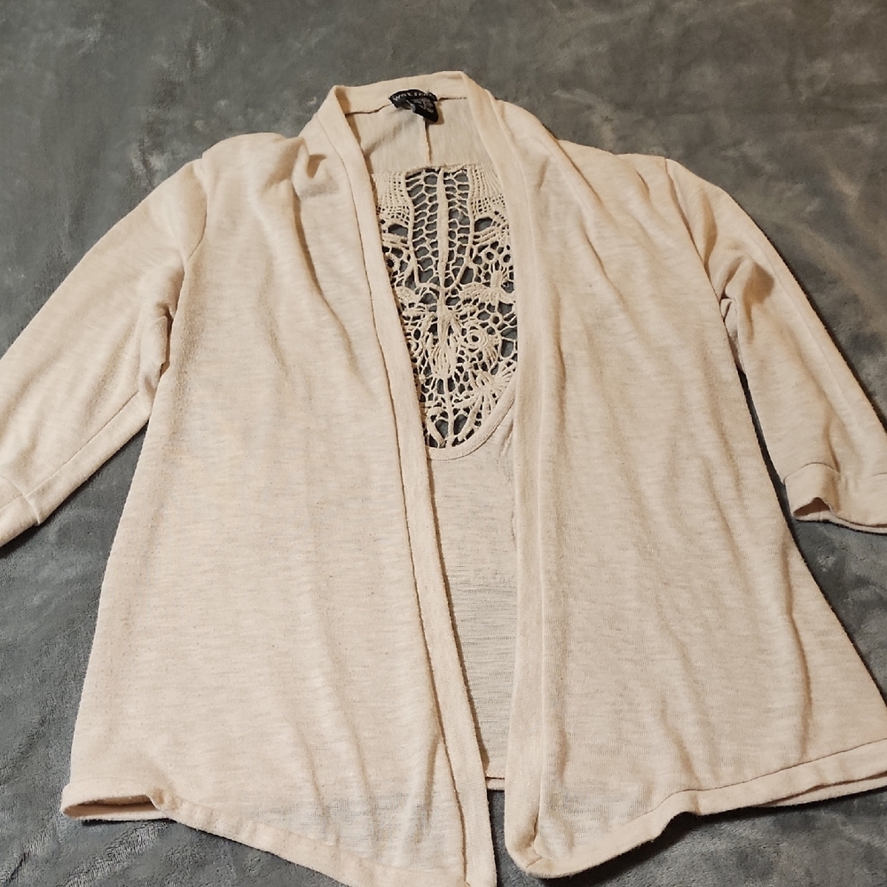 Wet Seal Cream Cardigan Sweater Lightweight Knit
